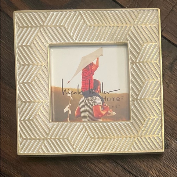 Nicole Miller Ivory and Gold Chevron Frame - Picture 1 of 1